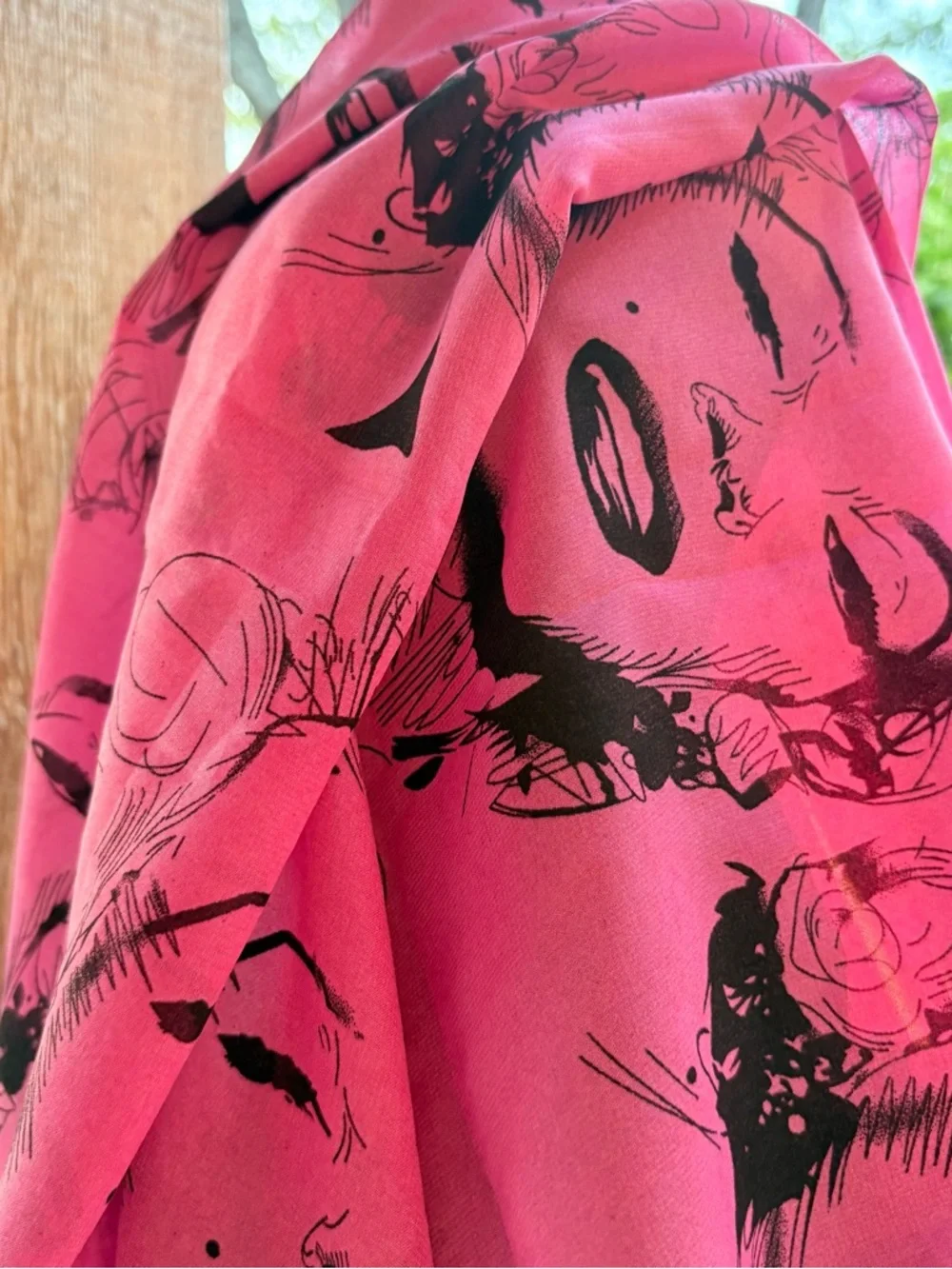Vintage Marilyn Monroe Portrait Print Mauve & Black Silk Blend Oblong Scarf/Wrap